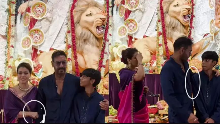 काजोल ने फोटो खिंचवाने के लिए अजय देवगन को काटी चिकोटी, बाद में बेटे युग ने भी की पापा की खिंचाई