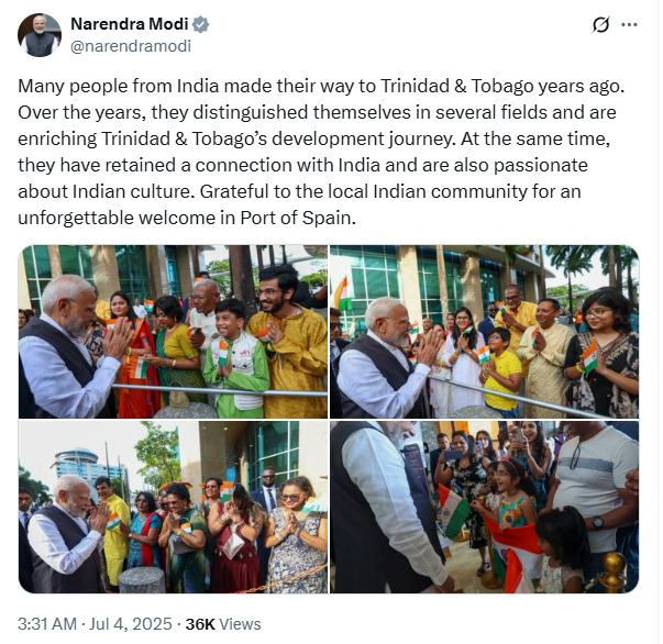 पीएम मोदी ने स्वागत के लिए प्रवासी भारतीयों का जताया आभार
