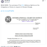 जलवायु की रक्षा के लिए कार्रवाई नहीं करना अंतरराष्ट्रीय कानून का उल्लंघन