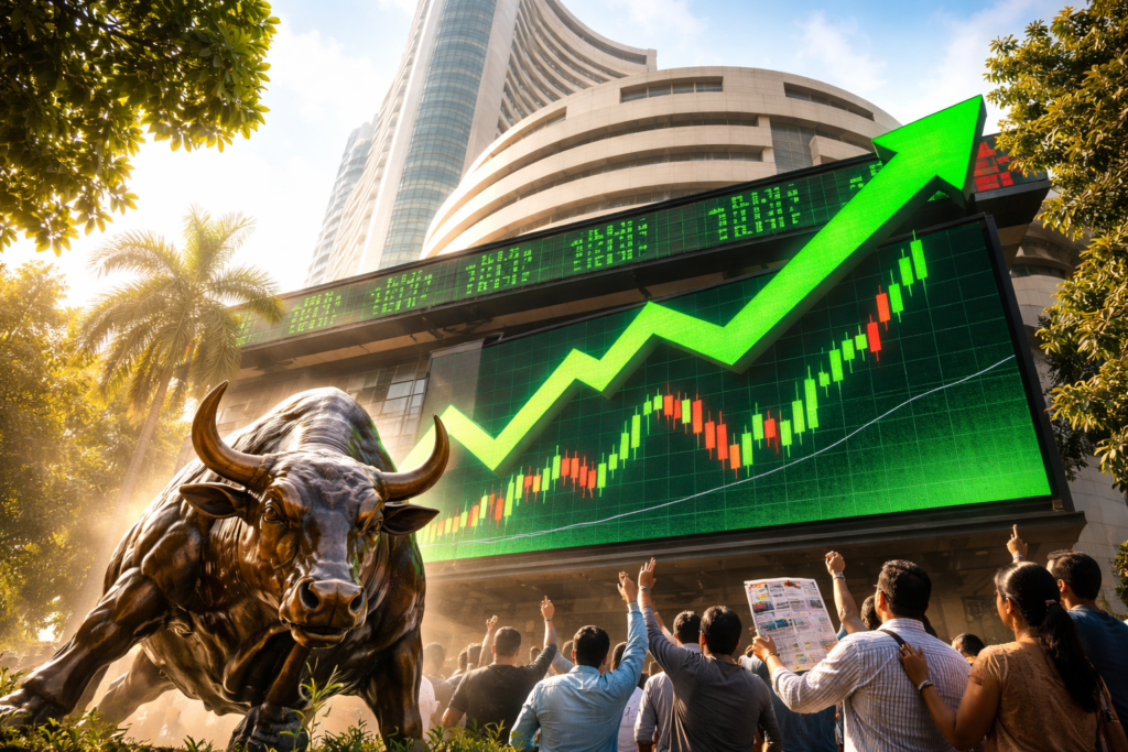 Budget के बाद शेयर बाजार में शुरुआती तेजी का दृश्य