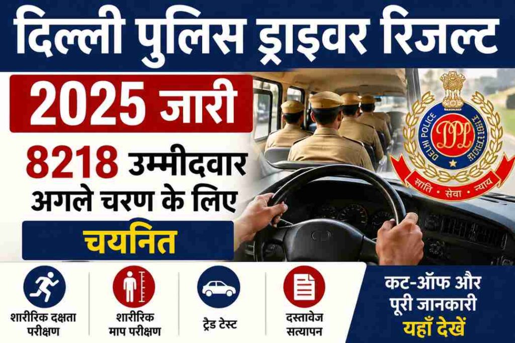 कंप्यूटर स्क्रीन पर दिल्ली पुलिस ड्राइवर रिजल्ट चेक करते उम्मीदवार का प्रतीकात्मक दृश्य