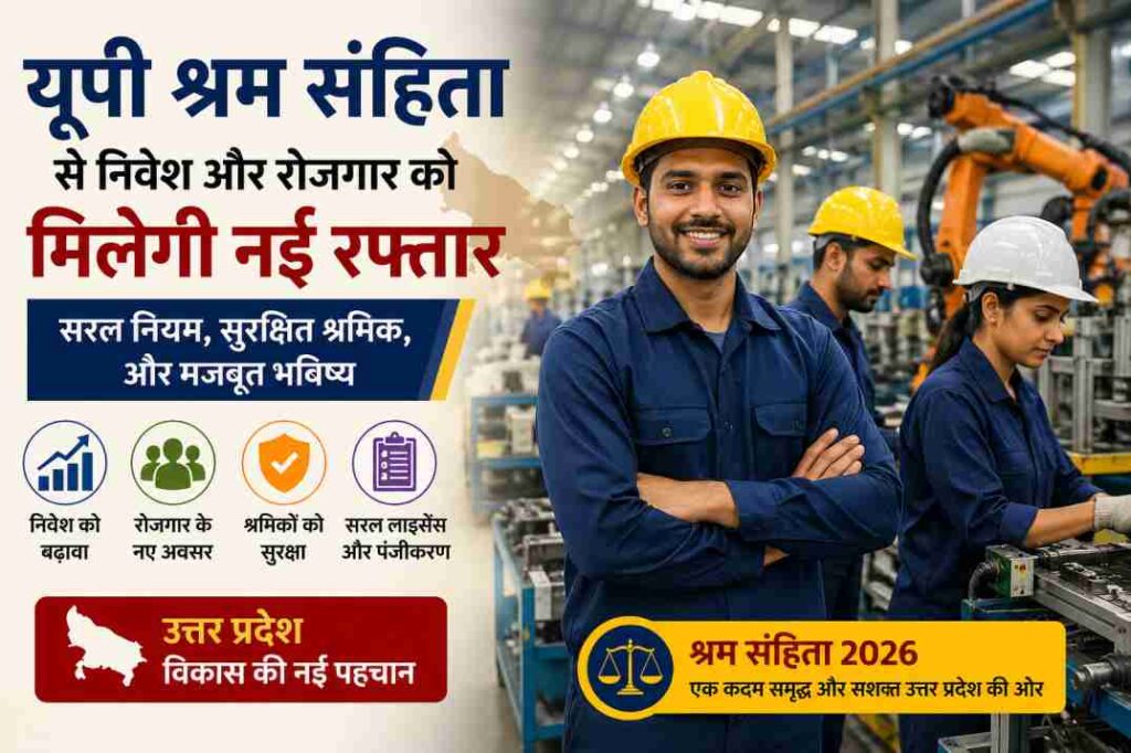 एक आधुनिक फैक्ट्री में काम करते श्रमिक, जो उत्तर प्रदेश में औद्योगिक विकास और रोजगार वृद्धि को दर्शाता है।