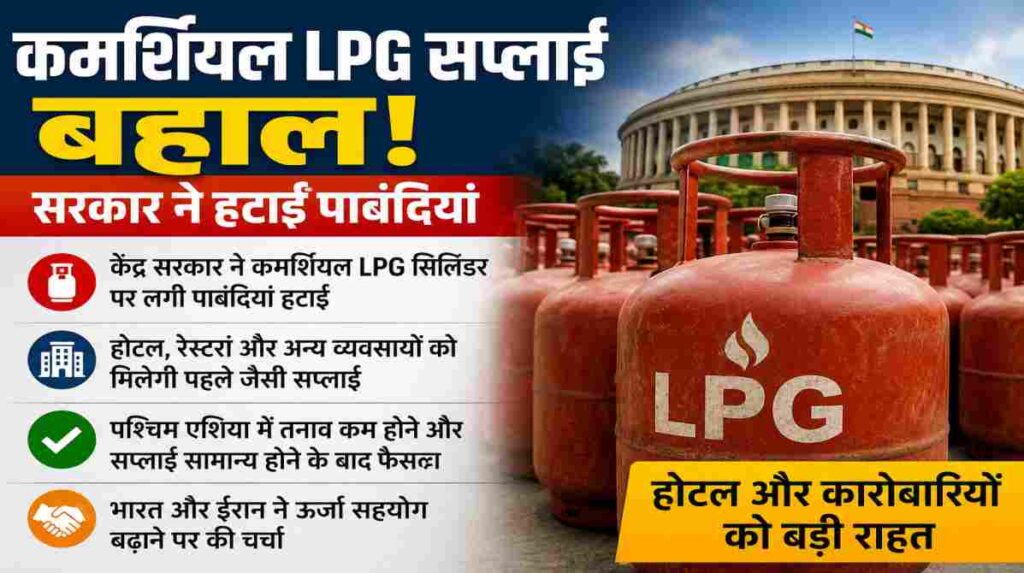 कमर्शियल LPG सप्लाई बहाल होने के बाद एलपीजी सिलेंडरों का प्रतीकात्मक दृश्य