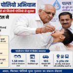 गांधीनगर में मुख्यमंत्री भूपेंद्र पटेल द्वारा गुजरात पल्स पोलियो अभियान की शुरुआत करते हुए बच्चों को ओरल पोलियो वैक्सीन पिलाने का दृश्य।