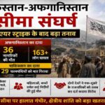 पाकिस्तान-अफगानिस्तान सीमा क्षेत्र का प्रतीकात्मक दृश्य, जिसमें सैन्य वाहन, धुएं का गुबार, सीमा चौकी और तनावपूर्ण माहौल दिखाया गया है। यह तस्वीर सीमा संघर्ष और सुरक्षा स्थिति को दर्शाती है।